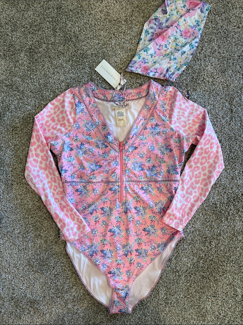 LoveShackFancy Women's Olessia One Piece, Coral Reef Pink, Large, NWT